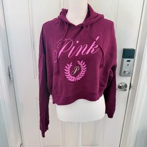 PINK Victoria’s Secret Cropped Hoodie L | Magenta Logo